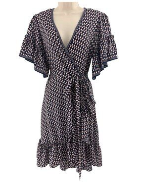 Max Studio Geometric Print Ruffle True Wrap Dress Size M New$138.00 Summer
